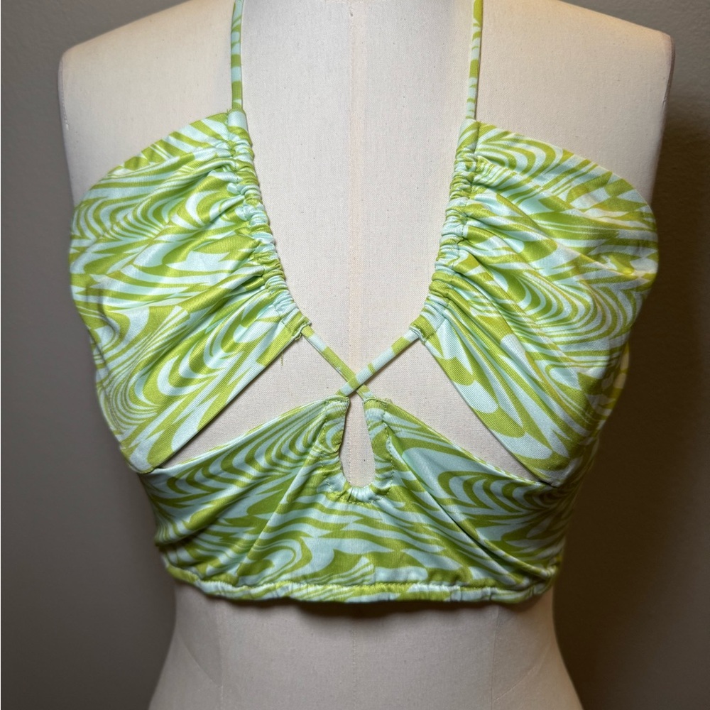 Princess Polly Lime Swirl Halter Top